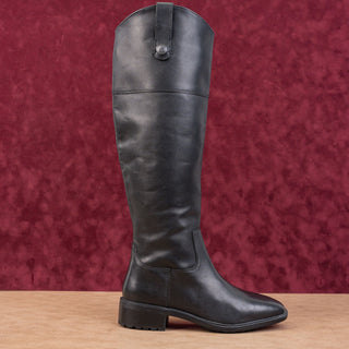 Sam Edelman Women Drina Regular Black Leather Equestrian Riding Tall Boots 6