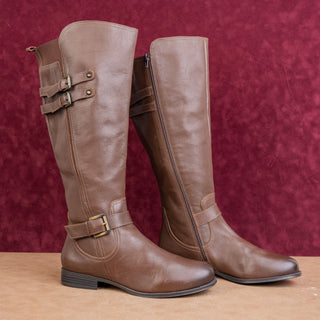 Naturalizer Women Jessie Brown Leather Riding Wide Calf Tall Knee Boots 11WC