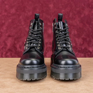 Dr Martens Women Quad Harness Moto Black Leather Lace-up Platform Boots M5 W6