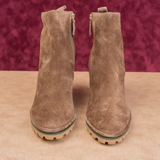 Tory Burch Women Brown Suede Zip Dress Round Toe Wedge Ankle Boots sz 10