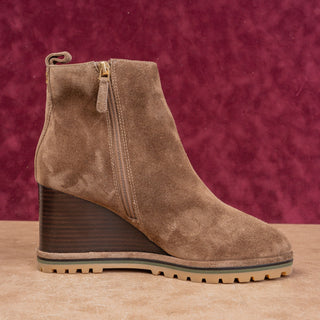 Tory Burch Women Brown Suede Zip Dress Round Toe Wedge Ankle Boots sz 10