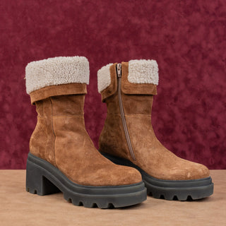 Voile Blanche Women Brown Suede Fleece Lined Winter Boots sz 6.5US EUR37