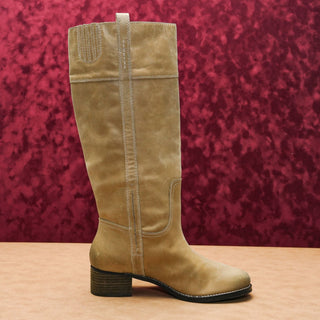 Lucky Brand Women Hybiscu Taupe Leather Riding Wide Calf Tall Boots sz 12
