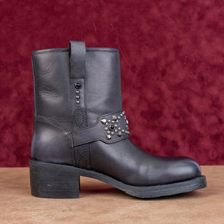 Ash Women Moto Biker Black Leather Festival Party Platform Boots 5.5-6US EUR36