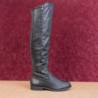 Ana Women Black Vegan Leather Fashion OTK Fashion Wide Calf Boots sz 11