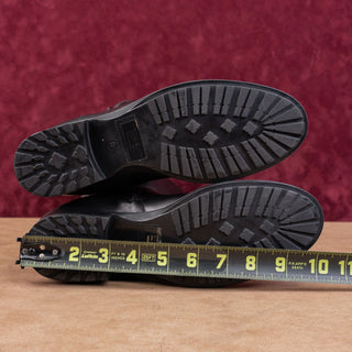 Aquatalia Women Vintage Retro 90s Black Leather Riding Zip Buckle Knee Boots sz 8