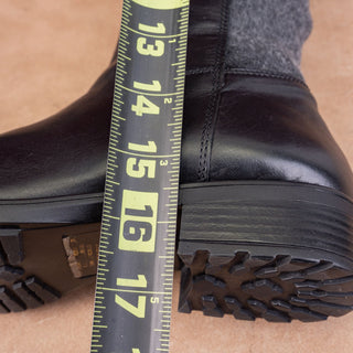 Aquatalia Women Vintage Retro 90s Black Leather Riding Zip Buckle Knee Boots sz 8