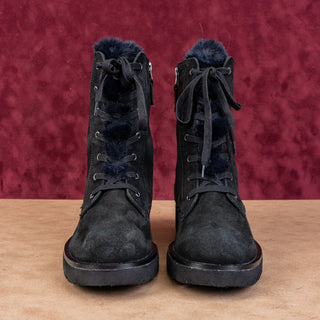 OTBT Women Summit Black Distressed Suede Zip Lace-out Combat Boots sz 8.5