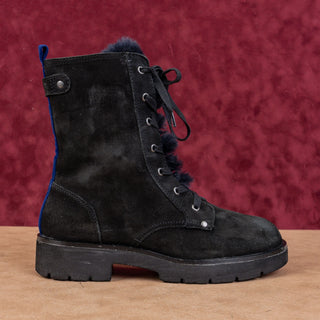 OTBT Women Summit Black Distressed Suede Zip Lace-out Combat Boots sz 8.5