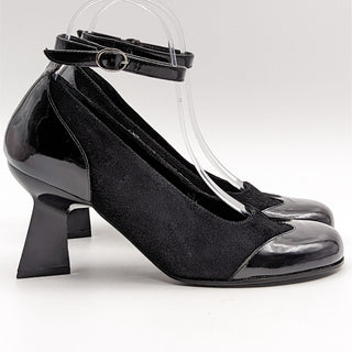 Robert Clergerie E Space Women Black Patent Leather Y2K 90s Heels size 6B