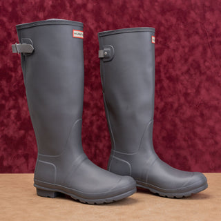 Hunter Wmn Original Back Adjustable Grey Festival Wellies Rubber Boots 8US EUR39