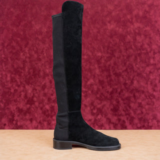 Stuart Weitzman Women 5050 Plain Black Suede OTK Fashion Dress Boots sz 9.5