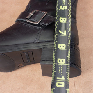 Steve Madden Women Arch Black Leather Moto Biker Ankle Boots sz 7