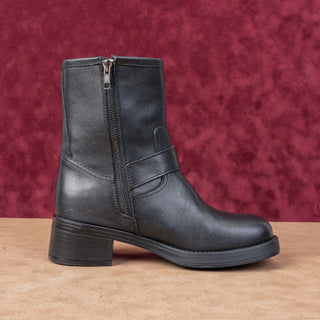 Steve Madden Women Arch Black Leather Moto Biker Ankle Boots sz 7