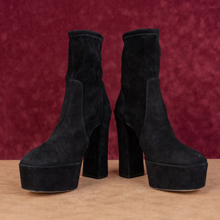 Stuart Weitzman Women Skyhigh Black Suede Platform Fashion Ankle Boots sz 8.5