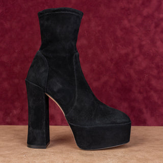 Stuart Weitzman Women Skyhigh Black Suede Platform Fashion Ankle Boots sz 8.5