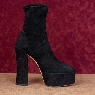 Stuart Weitzman Women Skyhigh Black Suede Platform Fashion Ankle Boots sz 8.5