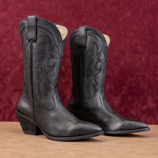 Shyanne Women Dolly Black Leather Western Cowboy Snip Toe Boots sz 9