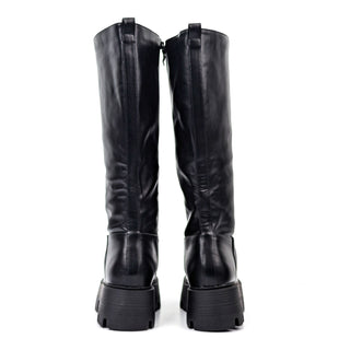 Top Moda Women Wilder Black Faux Leather Platform Festival Party Knee Boots sz 8