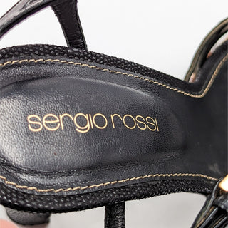 Sergio Rossi Women Black Leather Strappy Platform Pump size 6.5US EUR37