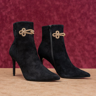 LK Bennett London Women Pointy Toe Black Suede Fashion Zip Party Boots 9US EUR40
