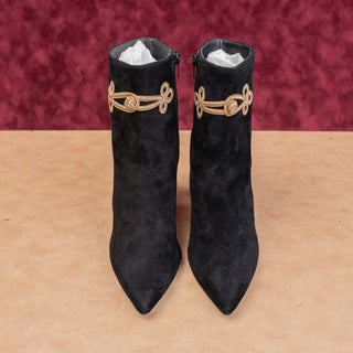 LK Bennett London Women Pointy Toe Black Suede Fashion Zip Party Boots 9US EUR40