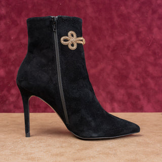 LK Bennett London Women Pointy Toe Black Suede Fashion Zip Party Boots 9US EUR40