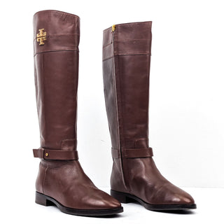 Tory Burch Wmn Everly Signature Leather Brown Equestrian Riding Tall Boots sz 9