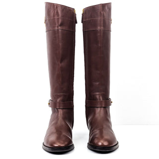 Tory Burch Wmn Everly Signature Leather Brown Equestrian Riding Tall Boots sz 9