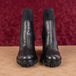 rag&bone Women Shiloh Black Grain Leather Platform Heel Boots size 9-9.5US EUR40
