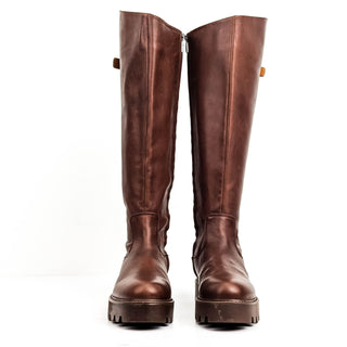 Franco Sarto Wmn Balin Wide Calf Brown Leather Riding Buckle Tall Boots sz 9