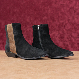 Antelope Women Black Suede Western Cowboy Ankle Pointy toe Boots sz 7US EUR38