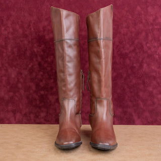 Sam Edelman Women Drina Brown Leather Zip Lug Classic Riding Boots sz 8