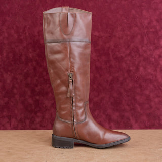 Sam Edelman Women Drina Brown Leather Zip Lug Classic Riding Boots sz 8