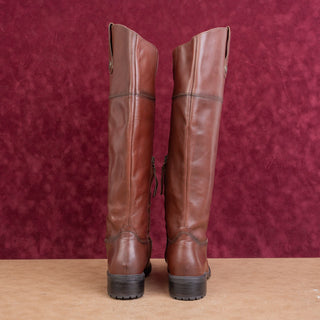 Sam Edelman Women Drina Brown Leather Zip Lug Classic Riding Boots sz 8
