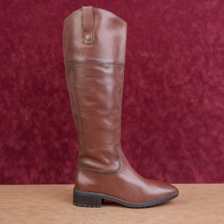 Sam Edelman Women Drina Brown Leather Zip Lug Classic Riding Boots sz 8