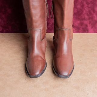 Sam Edelman Women Drina Brown Leather Zip Lug Classic Riding Boots sz 8