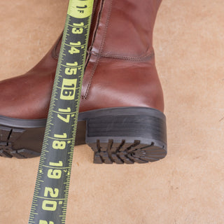 Sam Edelman Women Drina Brown Leather Zip Lug Classic Riding Boots sz 8