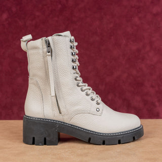 Golo Women Peace Off White Leather Festival Party Lace Zip Combat boots sz 7.5