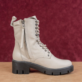 Golo Women Peace Off White Leather Festival Party Lace Zip Combat boots sz 7.5