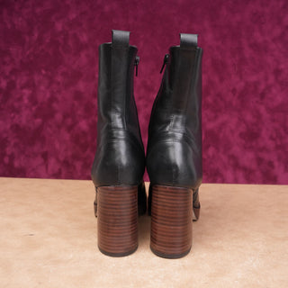 Steve Madden Women Edson Black Leather Vintage Y2K Retro Boots sz 7.5