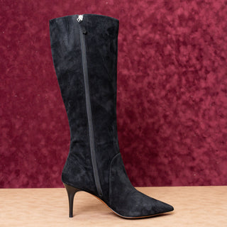 Linea Paolo Women Wide Calf Dress Office Black Suede Zip Fashion Tall Boots 11