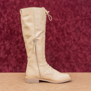 Sam Edelman Women Nance Eggshell Tall Lace-up Riding Equestrian Boots sz 8.5
