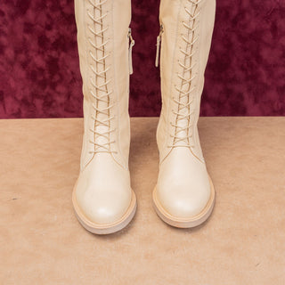 Sam Edelman Women Nance Eggshell Tall Lace-up Riding Equestrian Boots sz 8.5