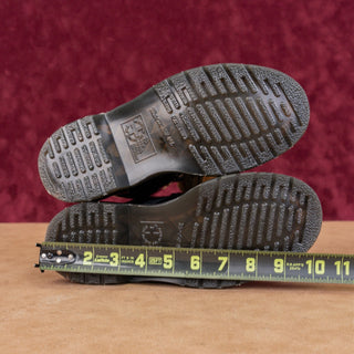 Dr Martens Women Gloss Black Green Vegan Leather Lace-up Combat Boots M5 W6