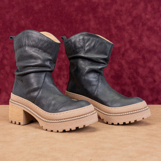 Free People Women Mel Slouch Black Leather Platform Festival Boots sz 8.5