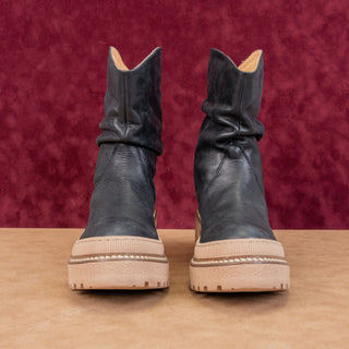 Free People Women Mel Slouch Black Leather Platform Festival Boots sz 8.5