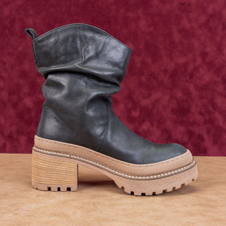 Free People Women Mel Slouch Black Leather Platform Festival Boots sz 8.5