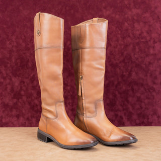 Sam Edelman Women Drina Tan Leather Snip Toe Lug Riding Boots size 10