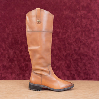 Sam Edelman Women Drina Tan Leather Snip Toe Lug Riding Boots size 10
